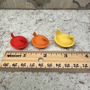Hen On Nest Miniature 3D Printed Lot Of 3 Red Yellow Orange Trinket Shelf 1"